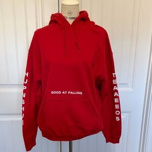 Japanese House  "Good at Falling" Red Hoodie with White Text